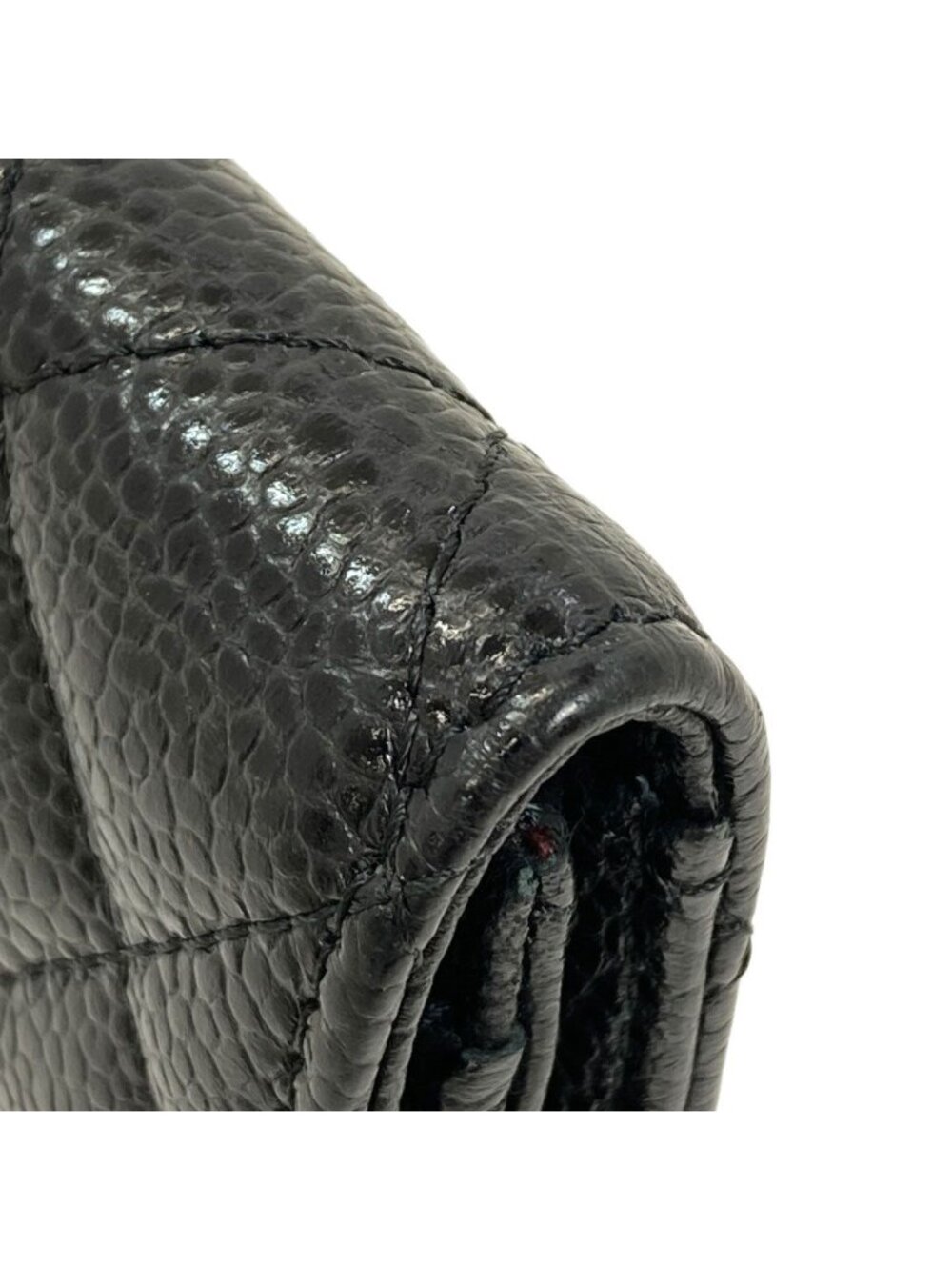 ★SOLD★ Chanel Quilted CC Logo Gold Card Case Gray Calfskin - Picture 14 of 15